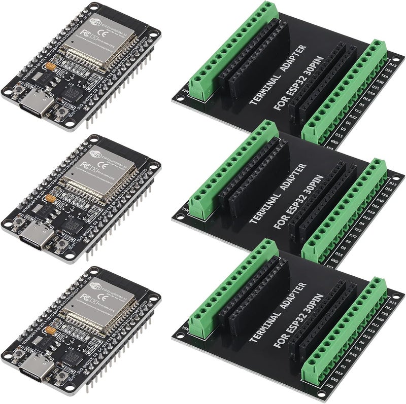 AiTrip 3 مجموعات 30 دبوس ESP32 ESP-32S نوع-C USB CP2102 لوحة تطوير + لوحة تفكيك ESP32 درع GPIO 1 إلى 2 لوحة 2.4GHz واي فاي بلوتوث ثنائية النواة - Image 1